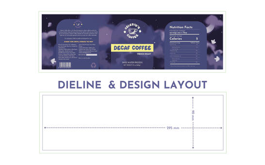 Celeste Coffee - 3D Mock up Decaf Coffee Dieline